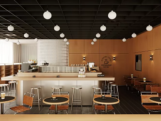 Industrial style coffee shop milk tea shop western restaurant tea room booth area coffee table and chair restaurant water bar table leisure chair single chair bar stool coffee machine grinder 3d model