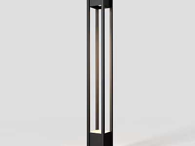 Modern Vertical Floor Lamp With Black Metal Frame And Warm Light 3d model