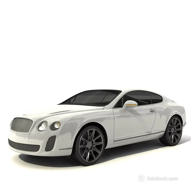 White Bentley Two Door Sports Car With Black Wheels And Luxury Exterior 3d model 