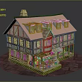 Traditional Style Log Cabin Featuring Pink Roof Wooden Frame Multiple Windows And Porch Area