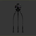 Futuristic Mechanical Creature With Long Slender Legs And Purple Black Head