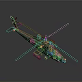 Detailed 3D Green Helicopter Model Supporting Aerospace Mission Operations With Rotors