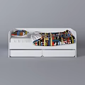 White Children's Bed With Storage Drawers And Colorful Bedding Design