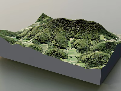 Detailed 3D Terrain Model Featuring Green Hills And Lush Vegetation Cover 3d model