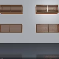 Modern Copper Hinged Doors With Vertical Slats Mounted On Light Wall Surface 3d model