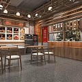 Traditional Chinese Restaurant Interior With Wooden Decor Dining Area And Menu