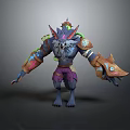 Fantasy Mythical Wolf Game and Movie Character With Ornate Headdress Colorful Armor and 3D Design