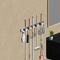 Wall Mounted Cleaning Tool Organizer With Mop Broom And Cleaning Supplies Hanging