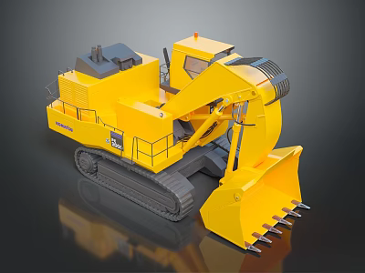 Yellow Heavy Duty Crawler Excavator with Mechanical Arm Large Bucket and Tracks 3d model
