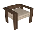 Modern Simple Leisure Chairs with Wooden Frame and Beige Cushions for Indoor Outdoor Use