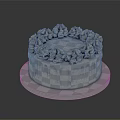 Delicious Chocolate Cake Topped With Flower Shaped Cream Decorations And Chocolate Drizzle On White Tray