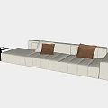 Modern Beige Sectional Sofa With Brown Cushions And Side Table 3d model