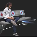 Modern Outdoor Public Bench Featuring LED Lights And 5G Projection For Mobile Phone Users