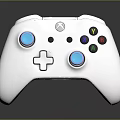 White Xbox Gaming Controller With Blue Thumbsticks And Colored Action Buttons For PC Gaming Accessory