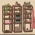 Wooden Multi Tiered Bookshelf Featuring Books Decorations Plants And Storage Baskets