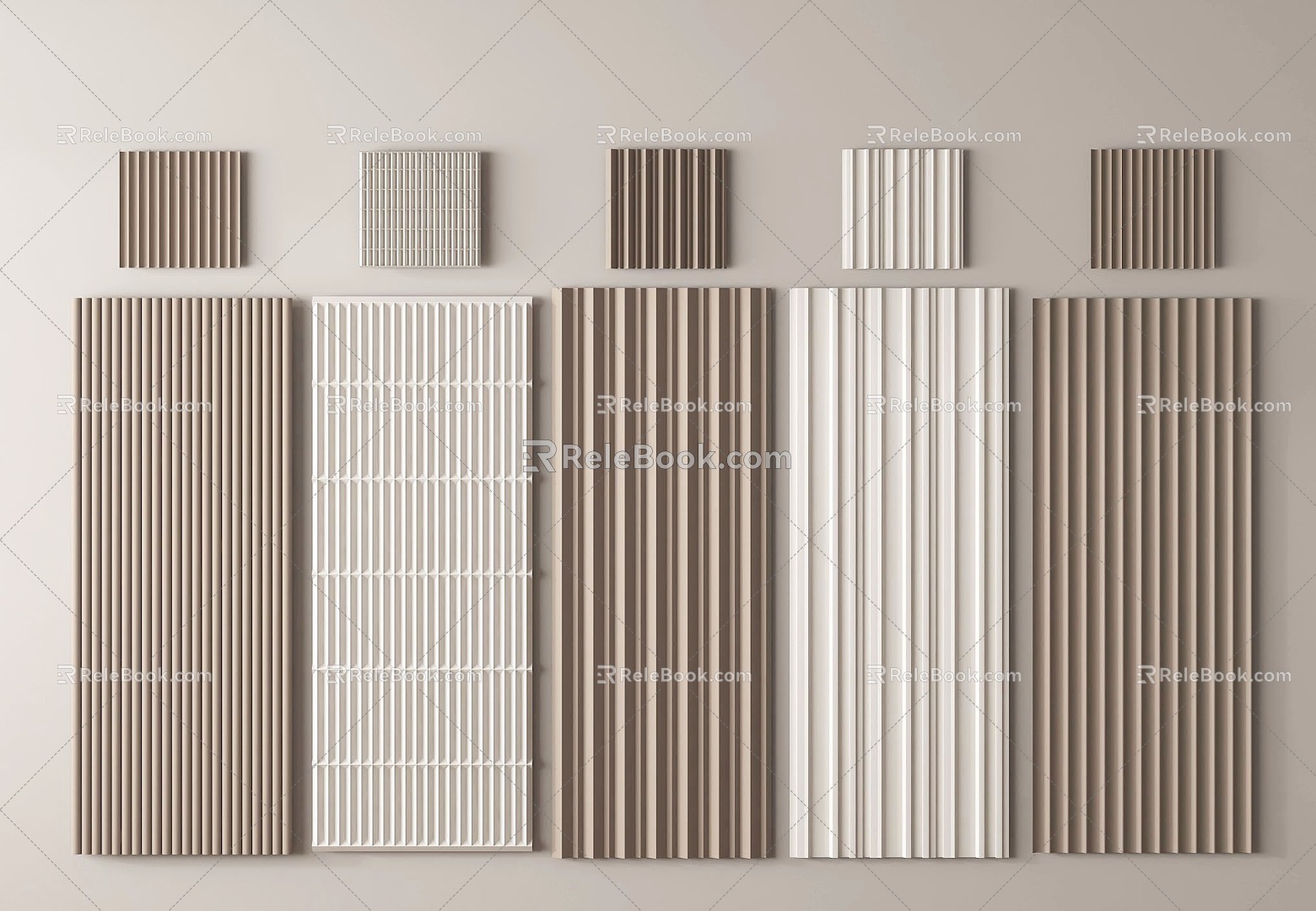 Modern wall panel Great wall panel Grille panel Wood veneer Line background wall Wave board 3d model