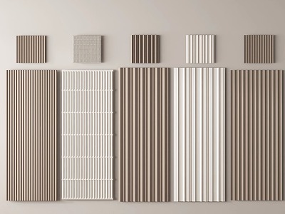 Modern wall panel Great wall panel Grille panel Wood veneer Line background wall Wave board 3d model