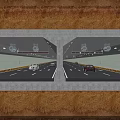 Modern Road Infrastructure Tunnel with Two Way Traffic Lanes Moving Vehicles and Lighting Systems