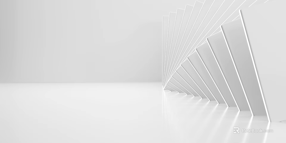 Minimalist White Background Wall With Geometric Pattern Design In Interior Space 3d model 