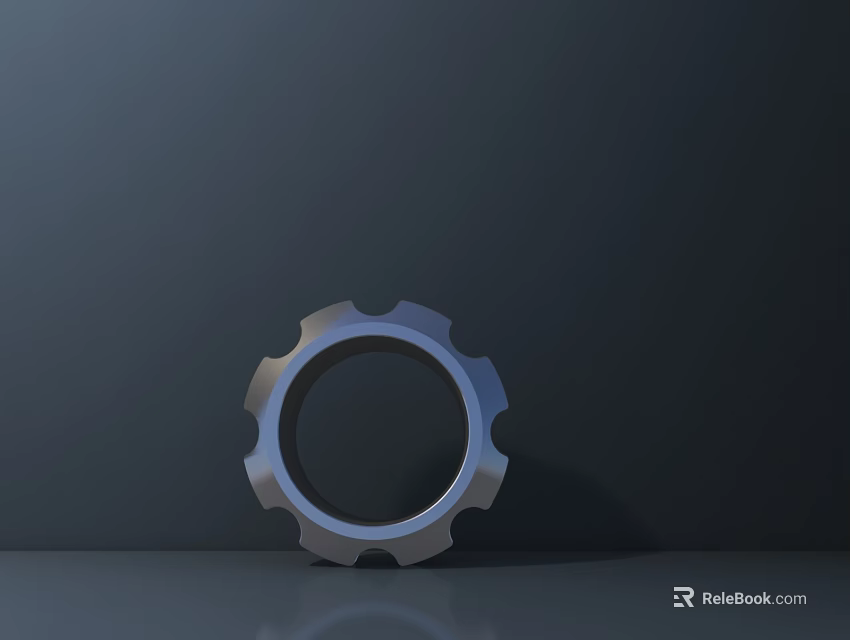 Road Infrastructure Metal Ring Component With Gear Like Shape On Gray Surface 3d model 