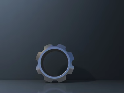 Road Infrastructure Metal Ring Component With Gear Like Shape On Gray Surface 3d model