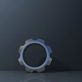 Road Infrastructure Metal Ring Component With Gear Like Shape On Gray Surface
