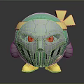 3D Cute Cartoon Character With Silver Helmet Green And Yellow Accents
