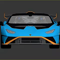 Blue Sports Car With Black Roof And Yellow Accents Aerodynamic Rear Spoiler And Streamlined Body