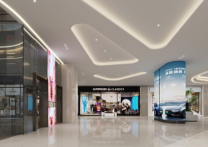 Elevator hall of shopping mall 3d model