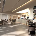 Modern Café Interior Design With Seating Area Bar Counter And Decorative Paintings