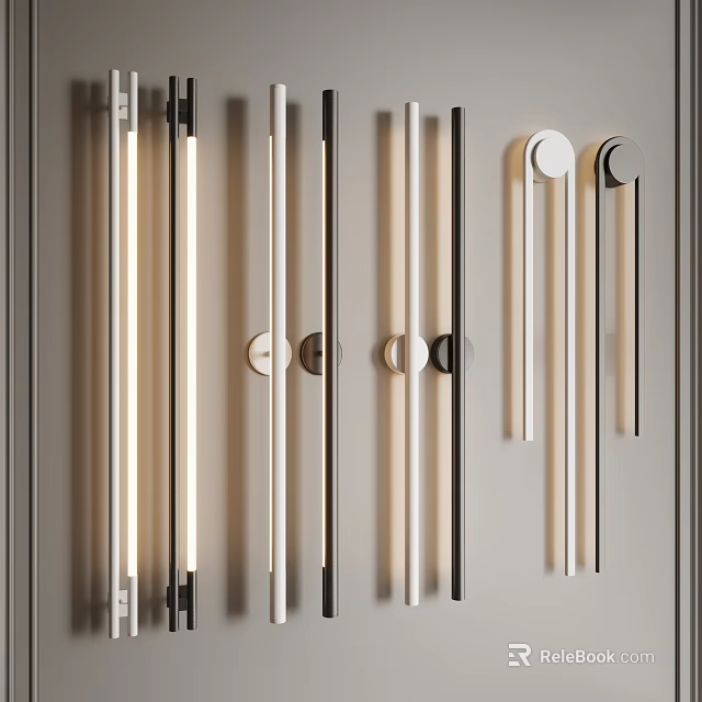 Modern Slim Design Wall Lamps With LED Light Strips And Metal Brackets 3d model 