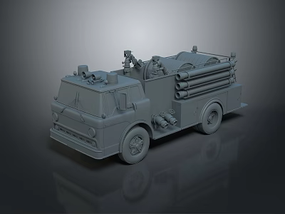 Detailed Fire Truck Model With Rescue Equipment And Pipes For Emergency Use 3d model