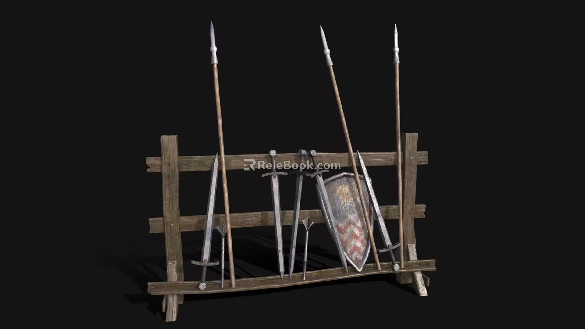 Ancient weapon sword shield 3d model