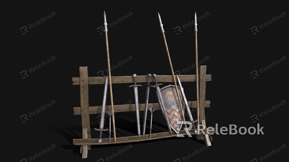 Ancient weapon sword shield model