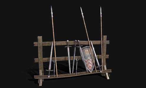 Ancient weapon sword shield 3d model