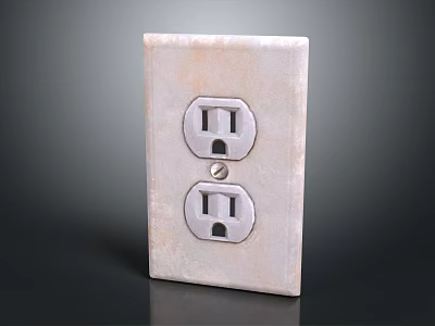White Electrical Outlet Panel With Two Power Outlets For Home Use Design 3d model
