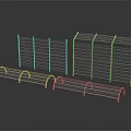 Modern Metal Fence Structures With Straight And Curved Grid Panel Designs