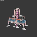 Creative Leisure Chair with Pink Purple Striped Frame Blue Cushion and Orange Armrests