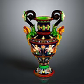 Traditional Decorative Vase With Intricate Dragon Handles And Colorful Ornate Patterns
