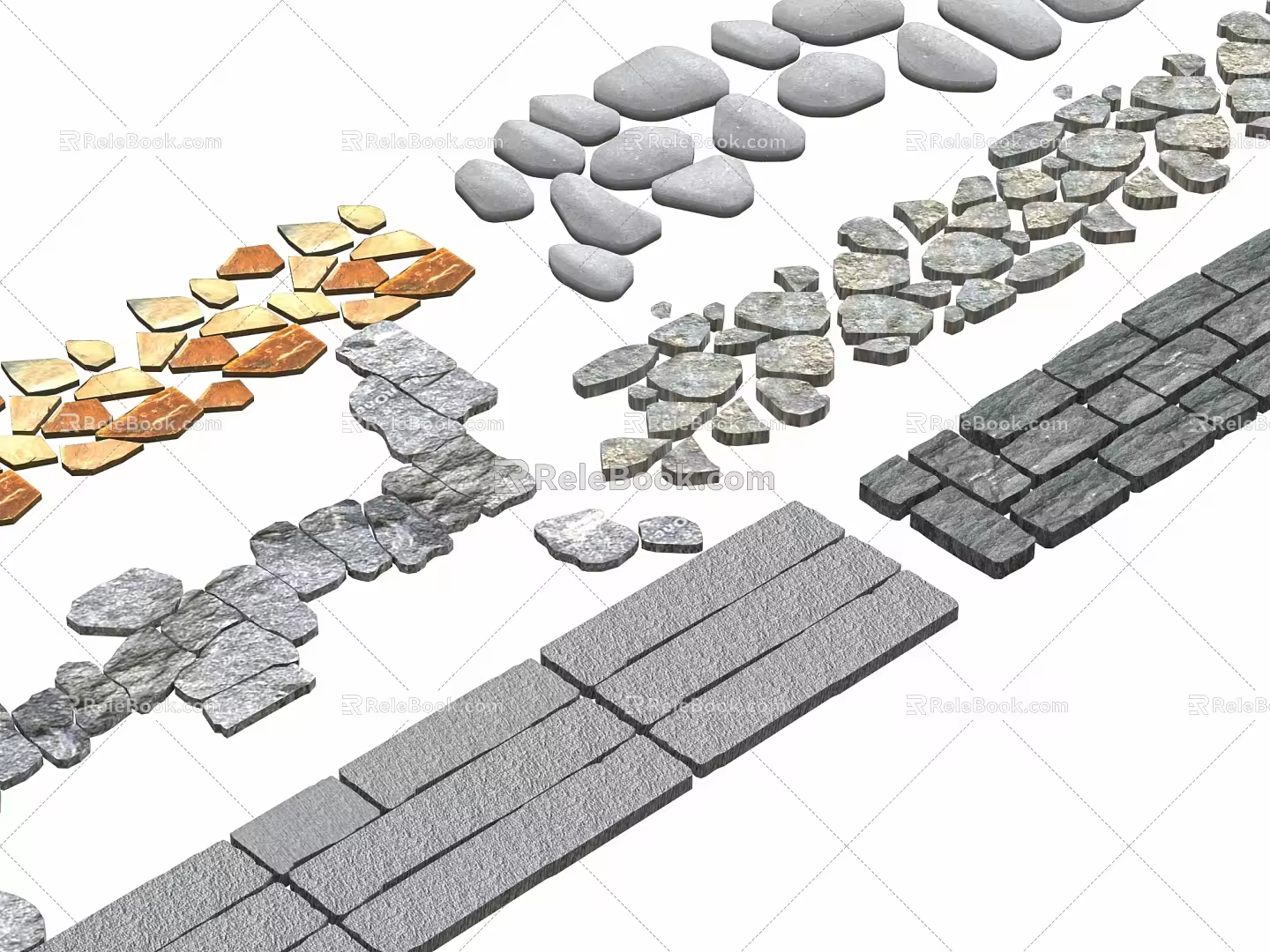 New Chinese Style Green Slab Ting Step 3d model