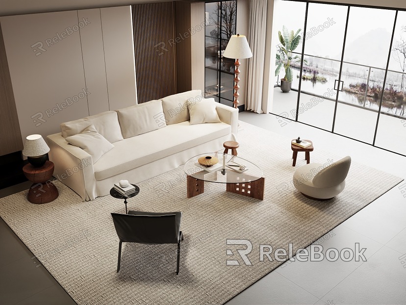 Modern sofa coffee table combination model