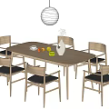 Nordic Log Dining Table and Chair Combination 3d model