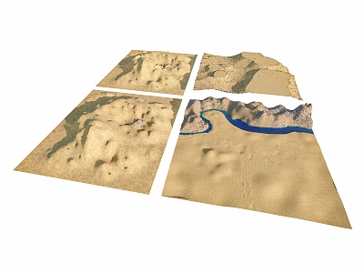 Detailed Terrain Model Displaying Desert Mountains Blue River And Geographical Features 3d model