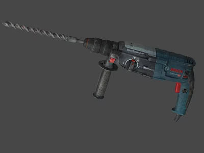 Professional Electric Hammer Drill With Blue Black Body And Ergonomic Handle Grip 3d model
