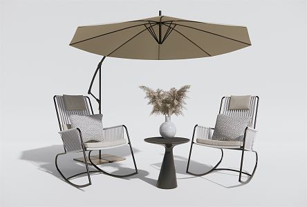 Modern Outdoor Table and Chair Outdoor Leisure Chair Recliner Rocking Chair 3d model