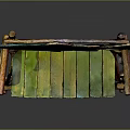Handcrafted Wooden Bench Featuring Colorful Trout Decoration Green Planks And Twig Armrests