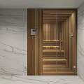 Luxury Marble Bathroom With Built In Solid Wood Sauna And Soft Warm Ambient Lighting Design