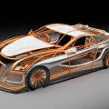 Sleek White Concept Sports Car with Orange Frame and Streamlined Futuristic Design