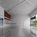 Modern Station Interior With Ticket Vending Machines Information Screen And Large Windows 3d model