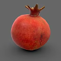 Fresh Ripe Pomegranate with Red Pink Speckled Skin and Crown on Gray Background